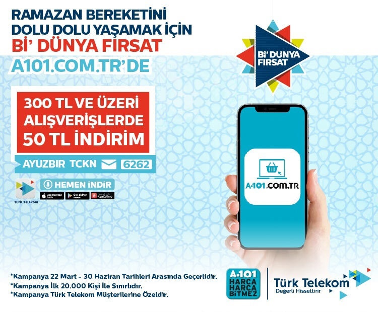 Türk Telekom Müşterilerine Özel 300 TL ve Üzeri Alışverişlerde 50 TL İndirim