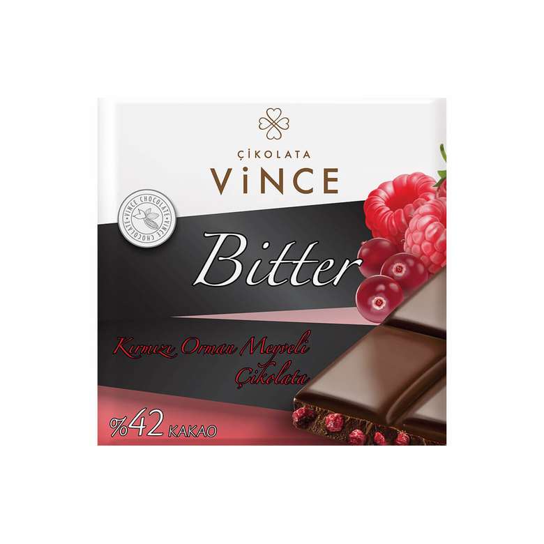 Vince Çikolata Bitter Kırmızı Meyveli 75 G