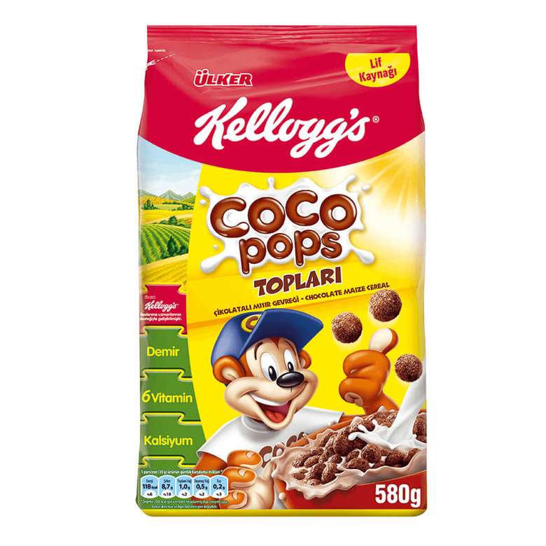 Kellogg's Coco Pops Çikolatalı Mısır ve Buğday Gevreği 580 G