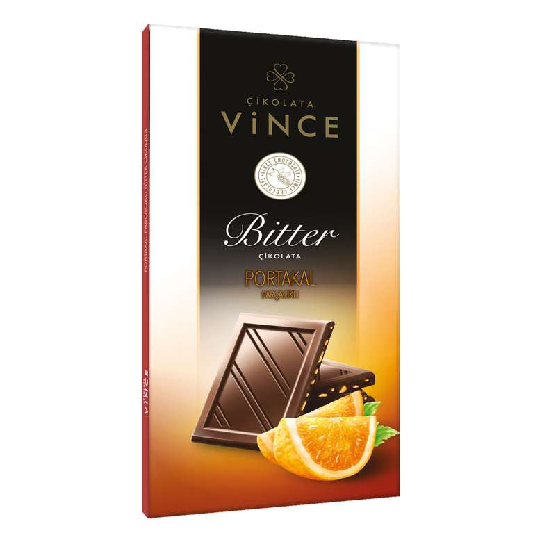 Vince Çikolata Bitter Portakal Parçacıklı 70 G