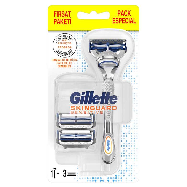 Gillette Skinguard Sensitive Tıraş Bıçağı + 3'lü Tıraş Bıçağı Seti