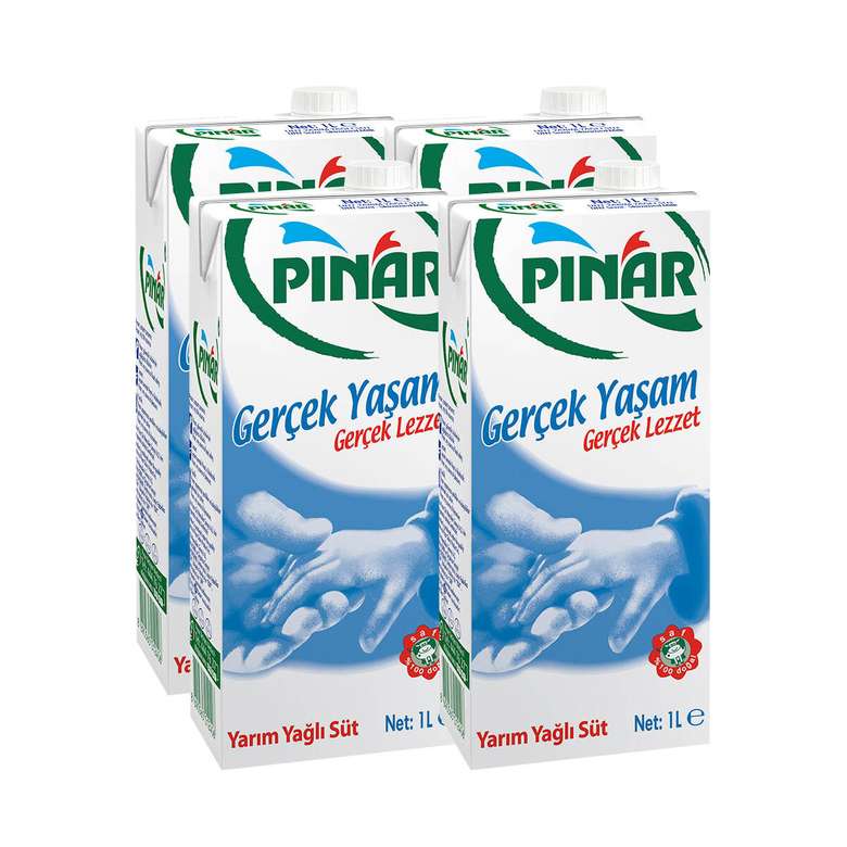 Pınar Süt Yarım Yağlı (En Az %1,5 Yağlı) 4x1 L