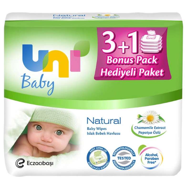 Uni Baby Natural Yenidoğan 56 Yaprak 4'lü Paket Islak Mendil