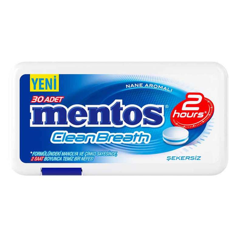 Mentos Clean Breath 2 Saat Nane Aromalı Tablet  Şeker  35 G