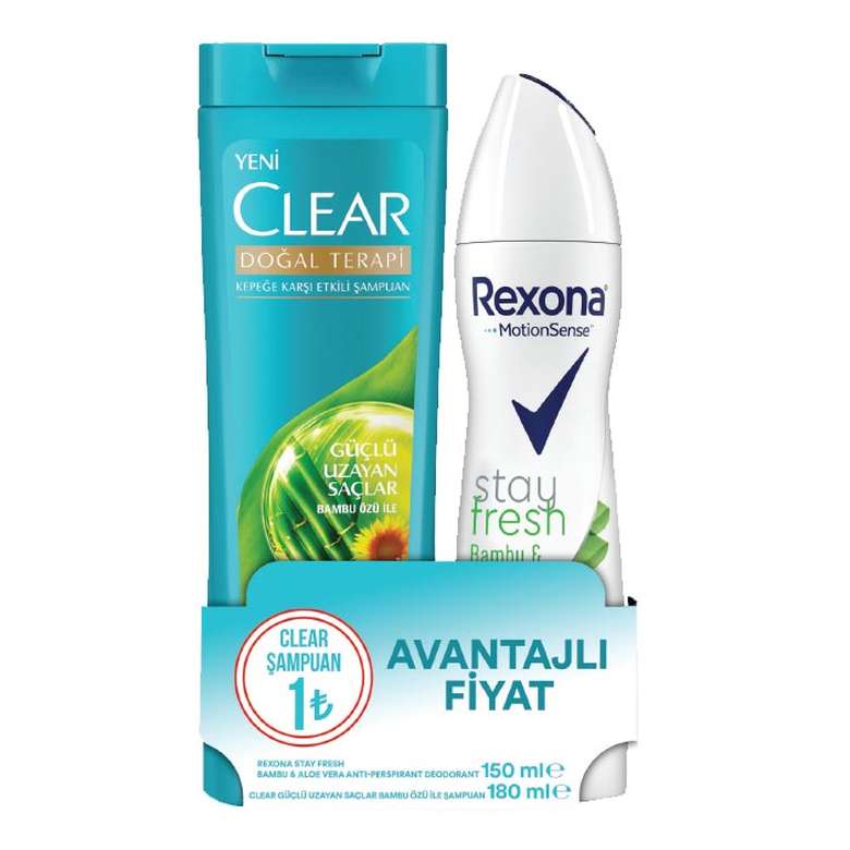 Rexona Deodorant 150ml + Clear Şampuan Bambu Özlü 180 ml