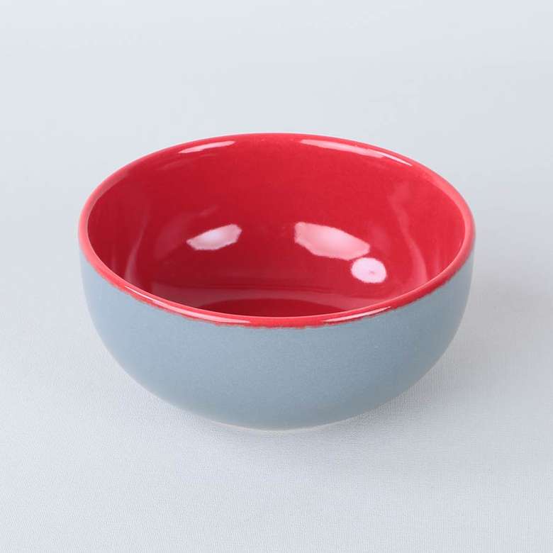 Keramika Çift Renk Kase Ve Kupa - Gri-kırmızı