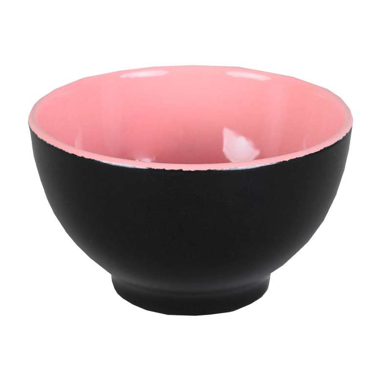Keramika Çift Renk Kase 14 cm Siyah Pembe