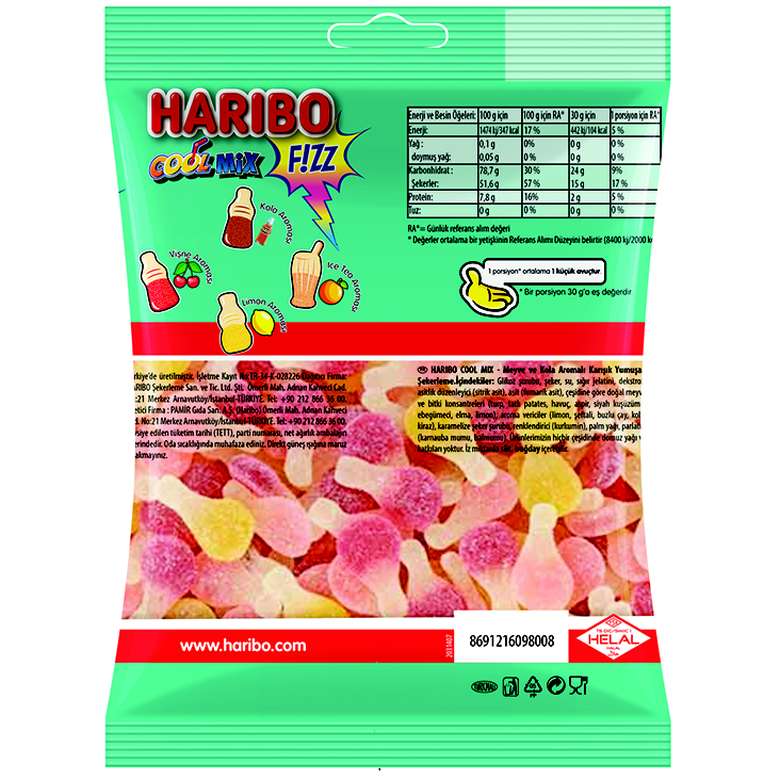 Haribo Cool Mix Yumuşak Şeker 130 G