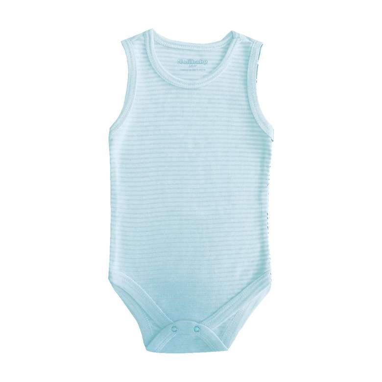 Bebek Çizgili Çıtçıtlı Body Atlet Mavi