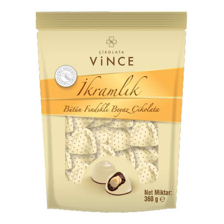 Vince Çikolata Beyaz Bütün Fındıklı 360g