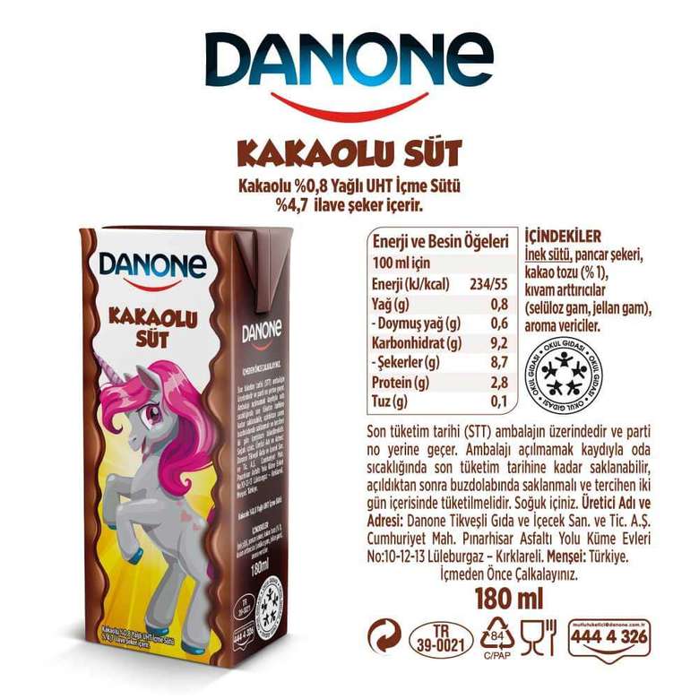 Danone Süt Kakaolu 180 Ml