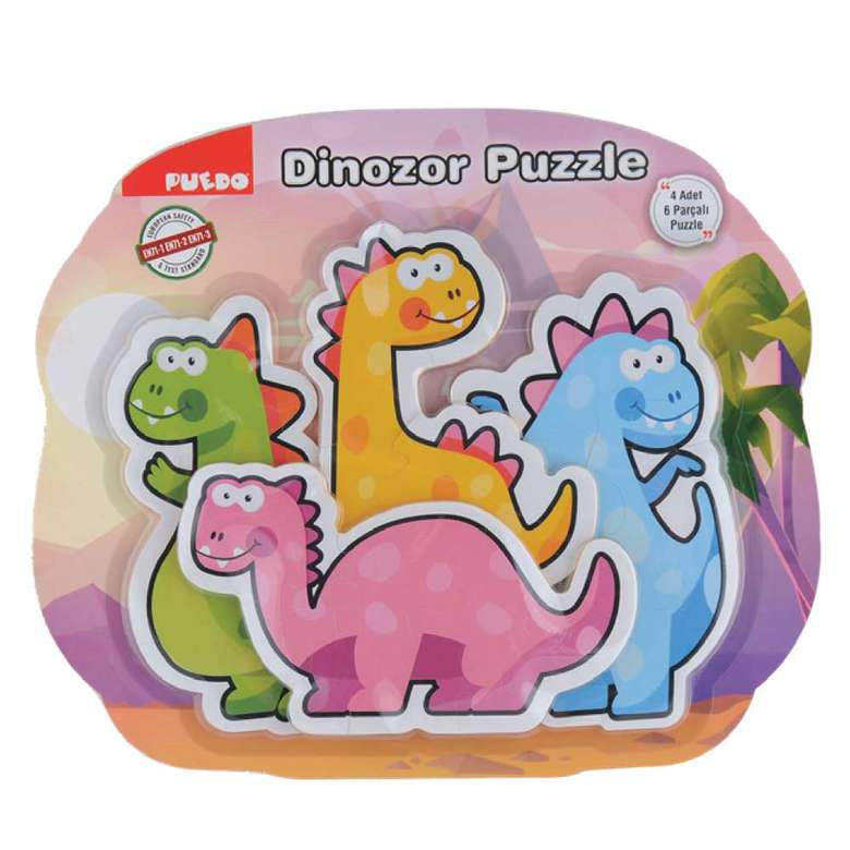 Dinozor Ailesi Puzzle Pembe