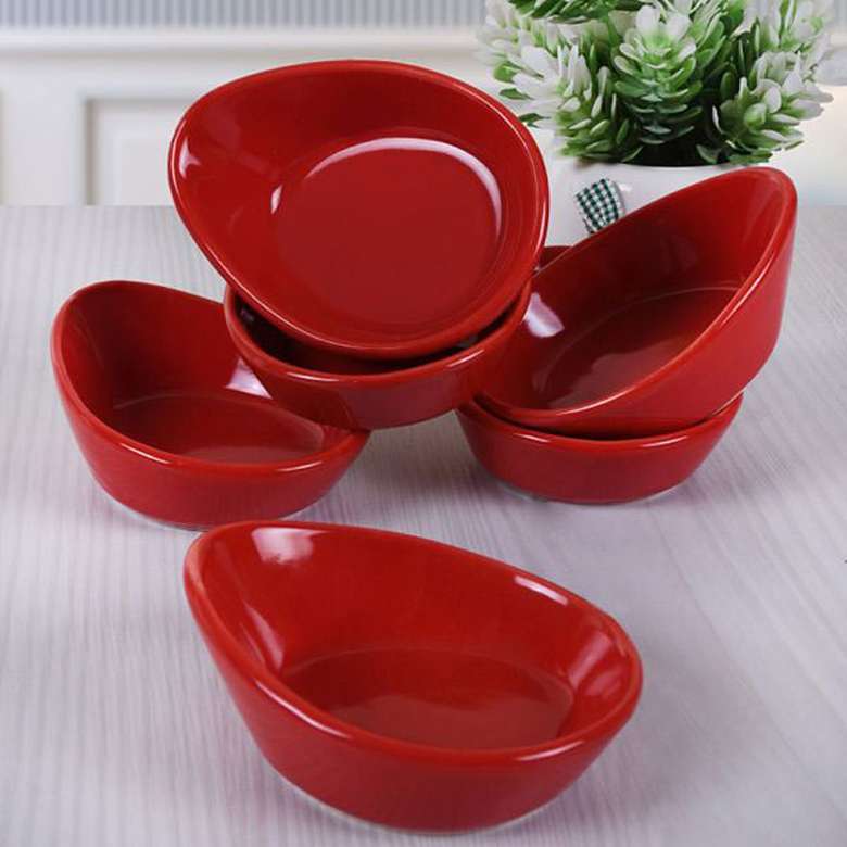 Keramika Kırmızı Mini Gondol Çerezlik/Sosluk 8 Cm 6 Adet