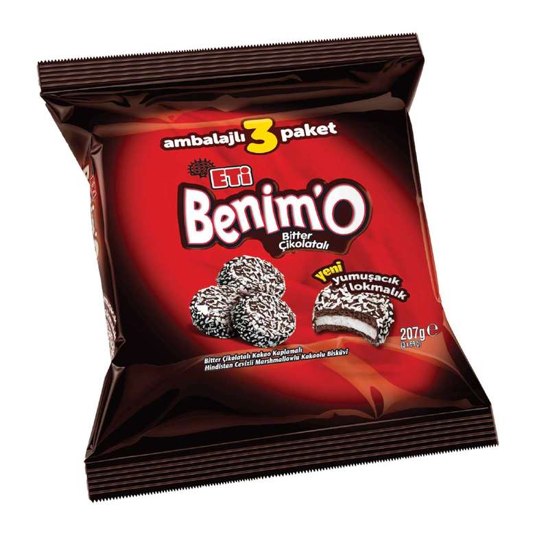 Eti Benimo Bitter Çikolata Kaplı Bisküvi  3x69 g