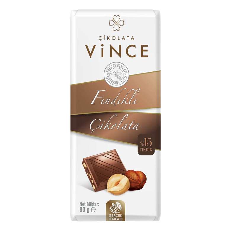 Vince Çikolata Sütlü Fındıklı 80 Gr