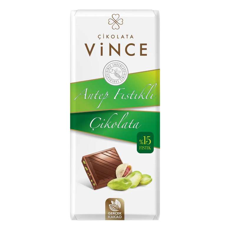Vince Çikolata Sütlü Antep Fıstıklı 80 Gr