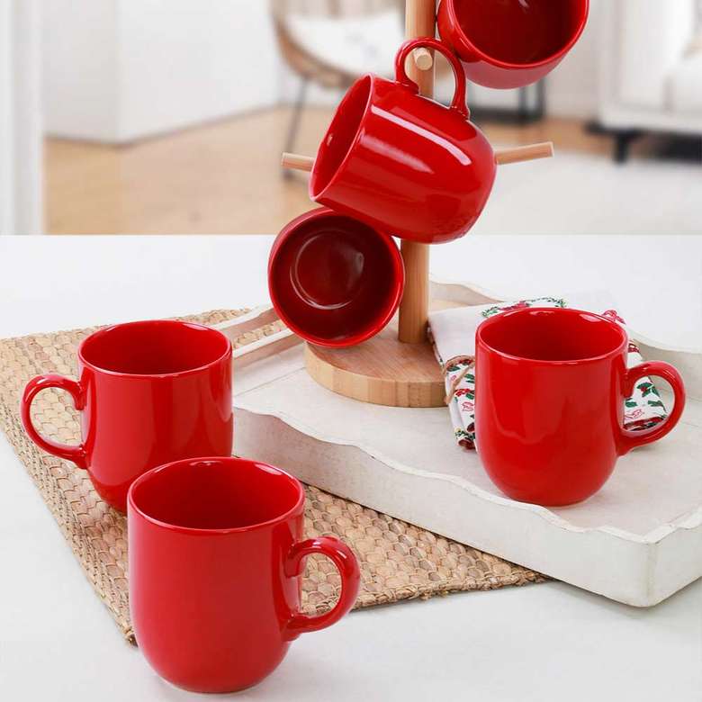 Keramika Kırmızı Ekinoks Kupa 10 Cm 6 Adet