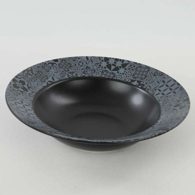 Keramika Makarna Tabağı 26 Cm Gri Siyah