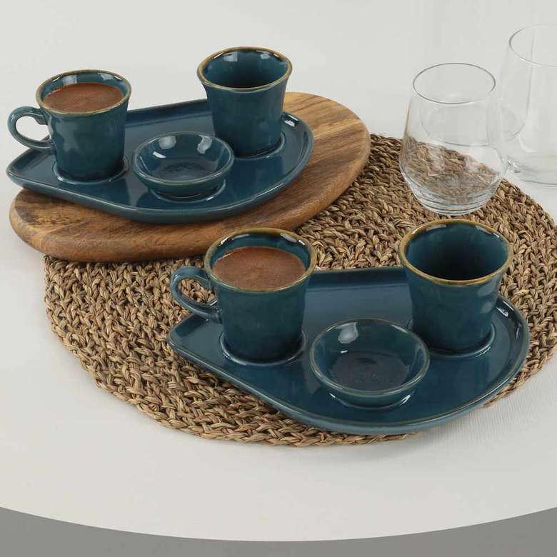 Keramika Safir Moka Kahve Sunum Seti 8 Parça 2 Kişilik