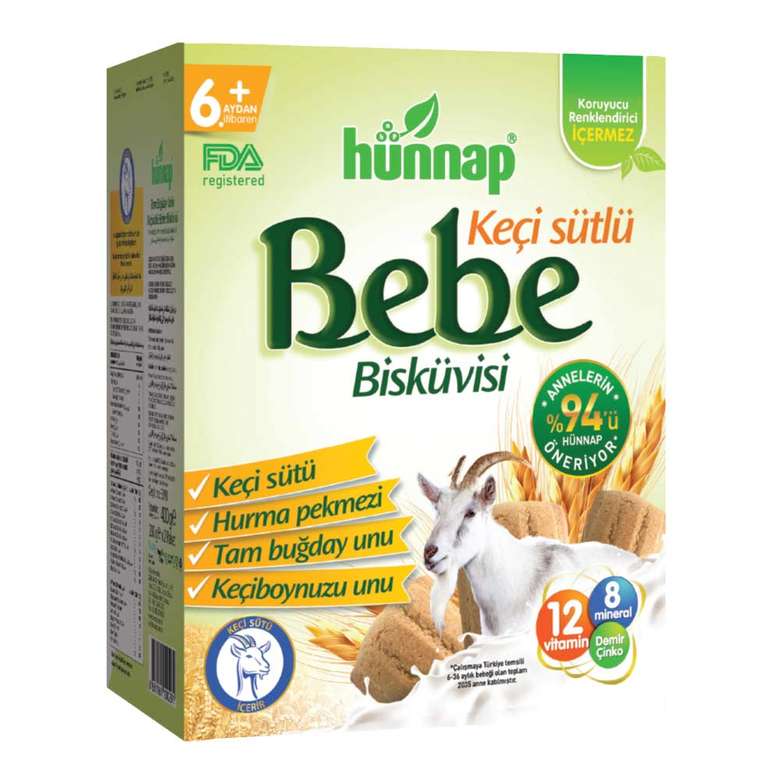 Hünnap Keçi Sütlü Bebe Bisküvisi 2x200 G