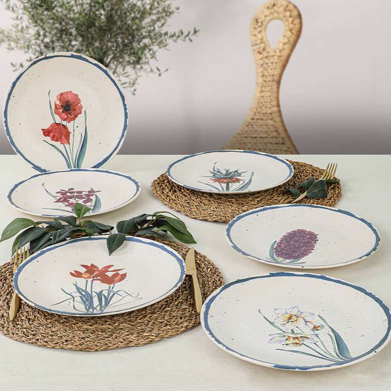 Keramika Anatolian Flowers Servis Tabağı 25 Cm 6 Adet - 20256/61