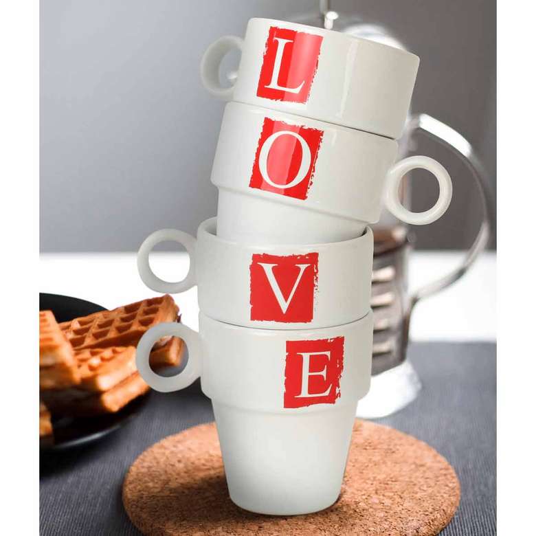 Keramika Love Kupa 10 Cm 4 Adet