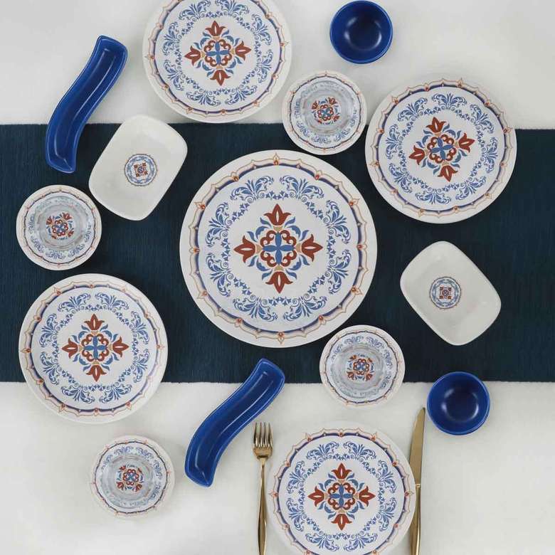 Keramika Gül Desenli Kahvaltı Seti 19 Parça