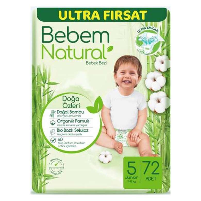Bebem Natural Çocuk Bezi No: 5 Junior 72 Adet