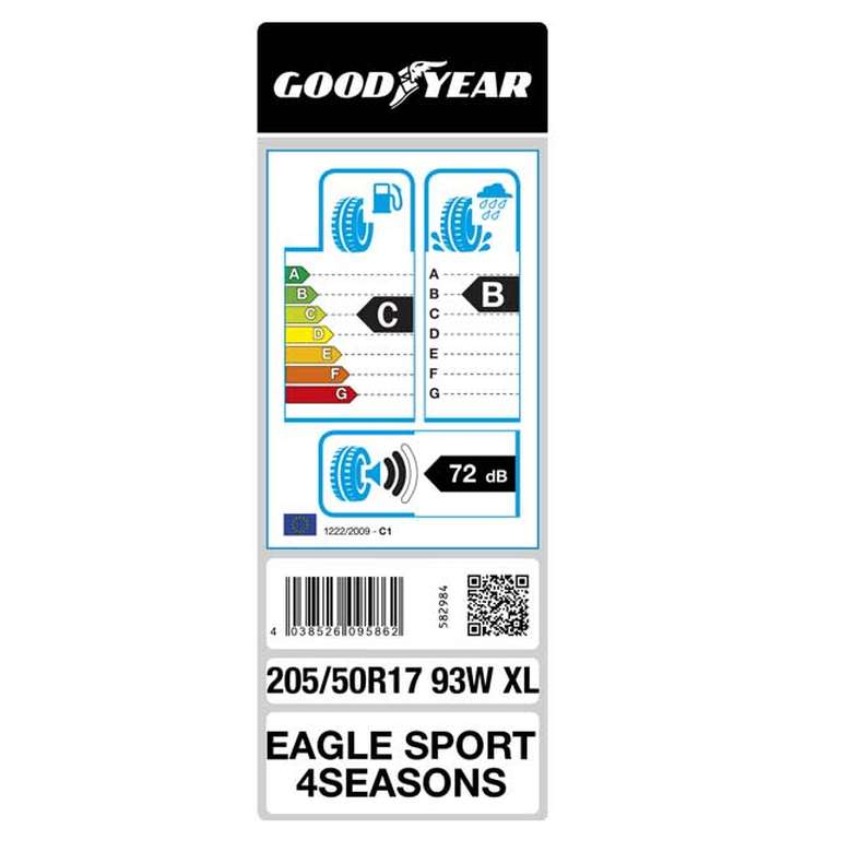 Goodyear 205/50 R17 93W Eagle Sport 4 Seasons XL Dört Mevsim Oto Lastiği  (Üretim Tarihi: 43.Hafta 2021)
