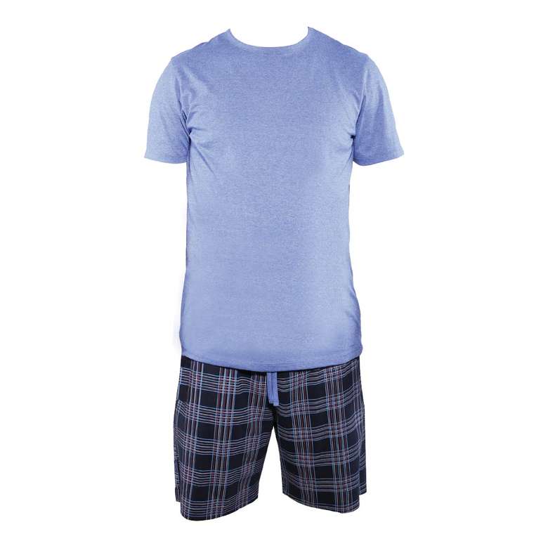 Erkek Kısa Kollu Şortlu Pijama Takımı Mavi