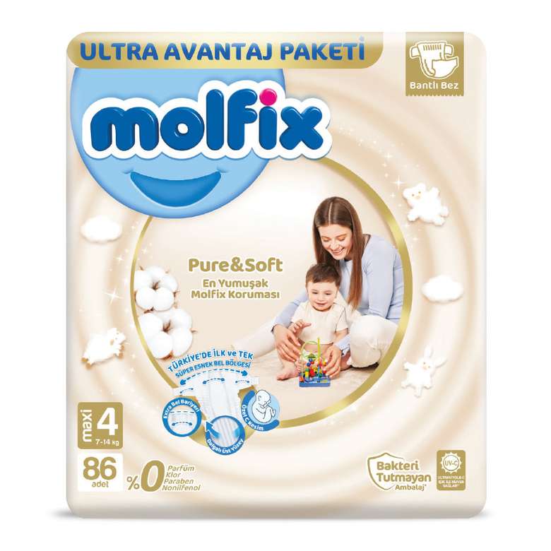 Molfix Pure&Soft Bebek Bezi No:4 Maxi 86 Adet_0