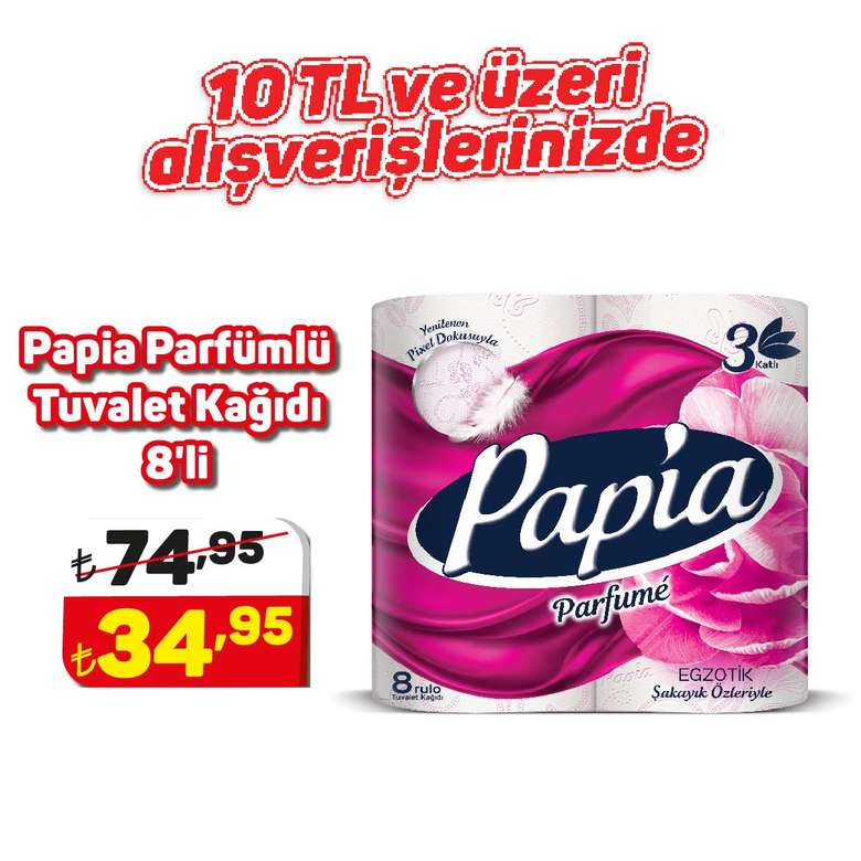 Papia Tuvalet Kağıdı Parfümlü 8'li
