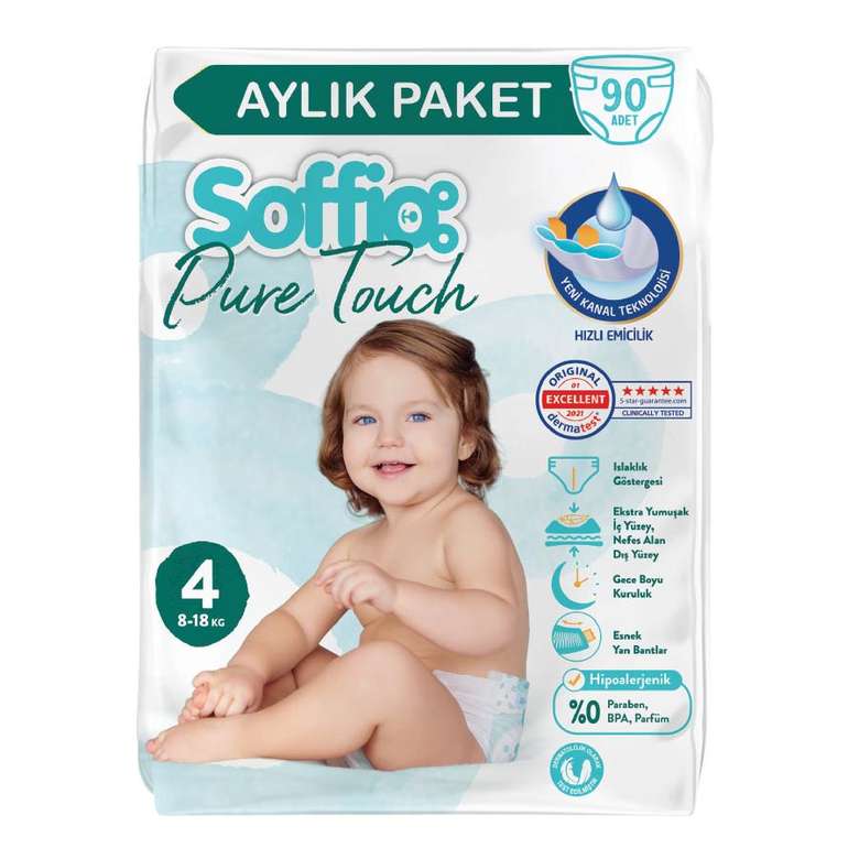 Soffio Pure Touch Çocuk Bezi No:4 Maxi 90'lı
