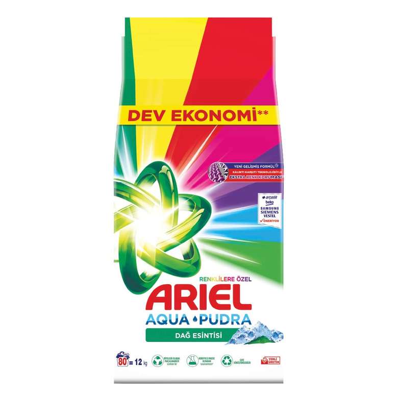 Ariel Aqua Pudra Renkli Çamaşır Toz Deterjan 12 Kg