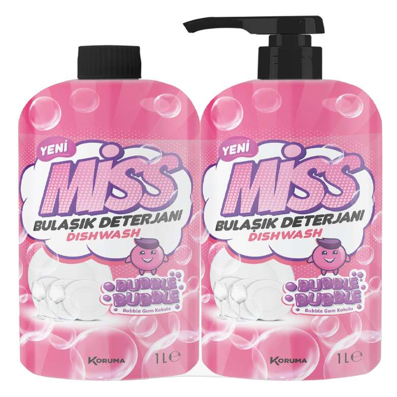 Miss Bubble Gum Bulaşık Deterjanı 1+1 L