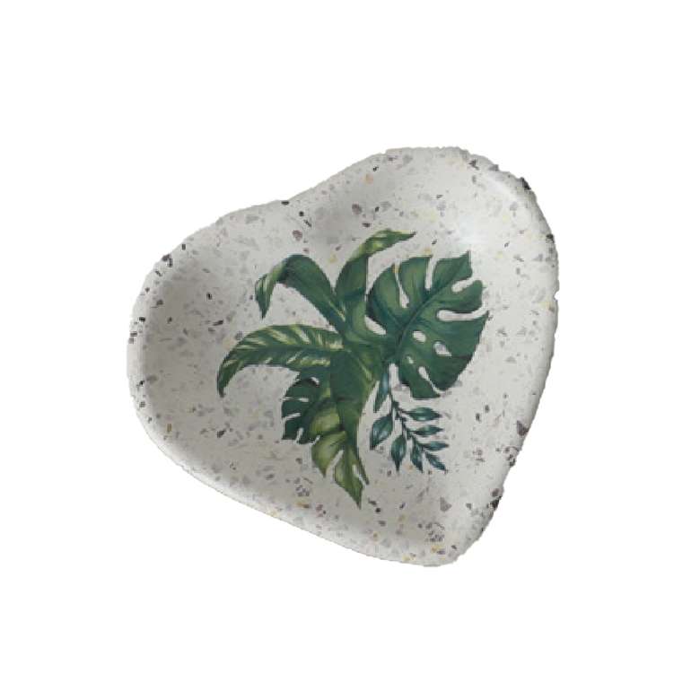 Keramika Kalp Desenli Çerezlik 14 cm Yeşil Beyaz