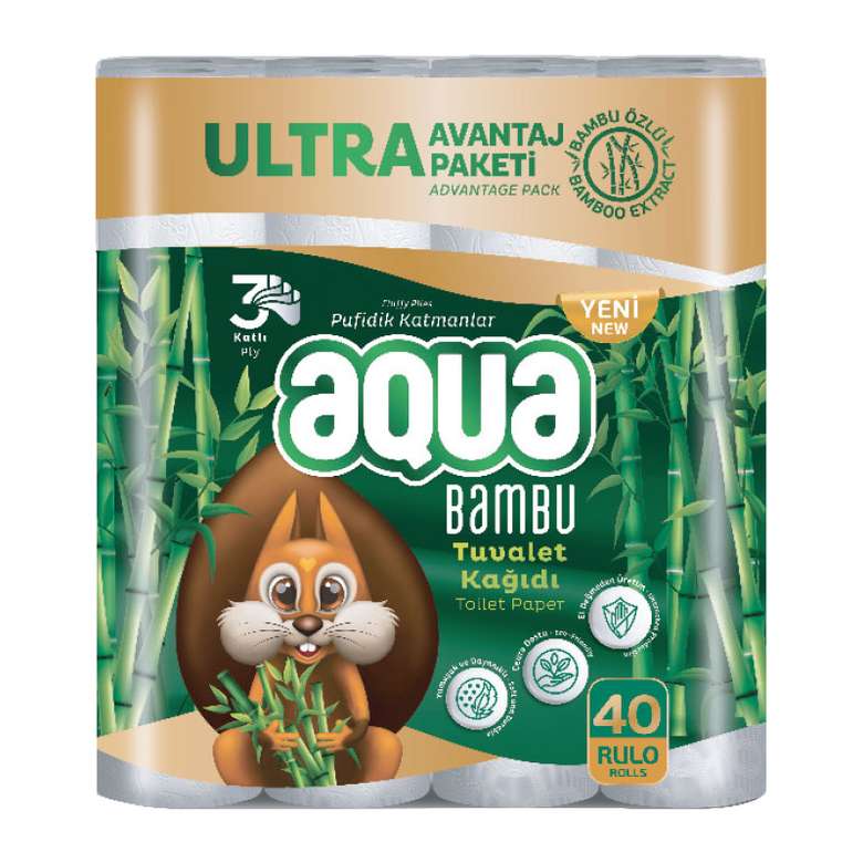 Aqua Bambu Tuvalet Kağıdı 3 Katlı 40'lı