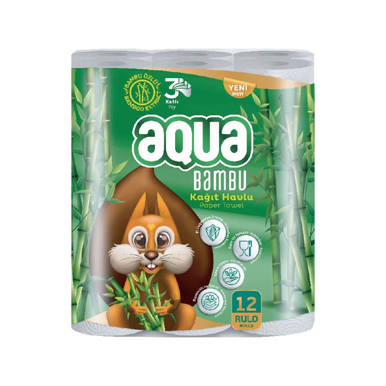 Aqua Bambu Kağıt Havlu 3 Katlı 12'li